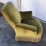 Vintage yellow/green velvet armchair