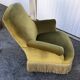 Fauteuil vintage velours jaune/vert