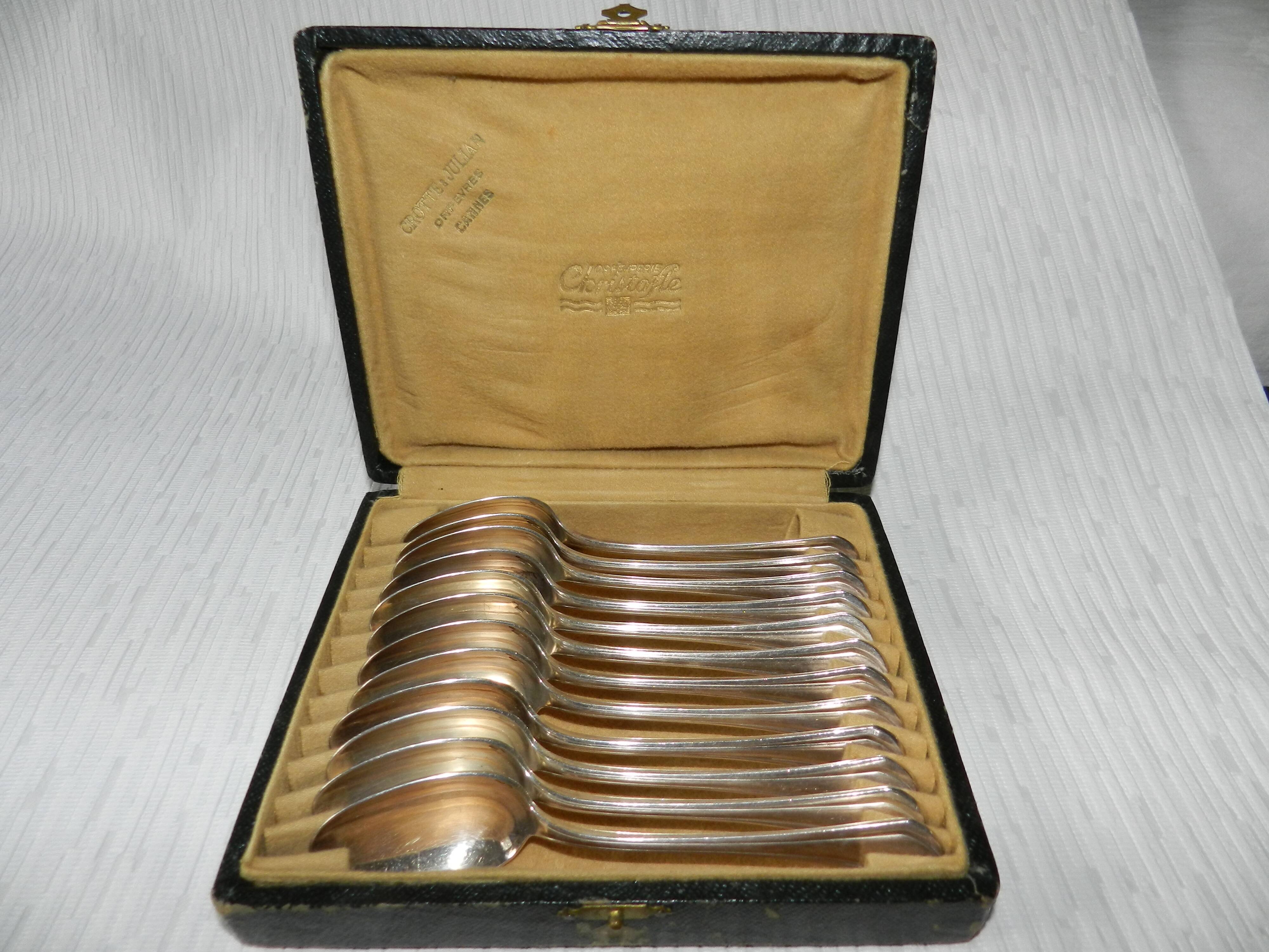 Set of 12 CHRISTOFLE silver-plated metal teaspoons