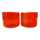 2 large vintage orange glass tealight holders, France, Mikasa mouth-blown
