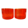 2 large vintage orange glass tealight holders, France, Mikasa mouth-blown