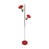 Two red lights and chrome floor lamp