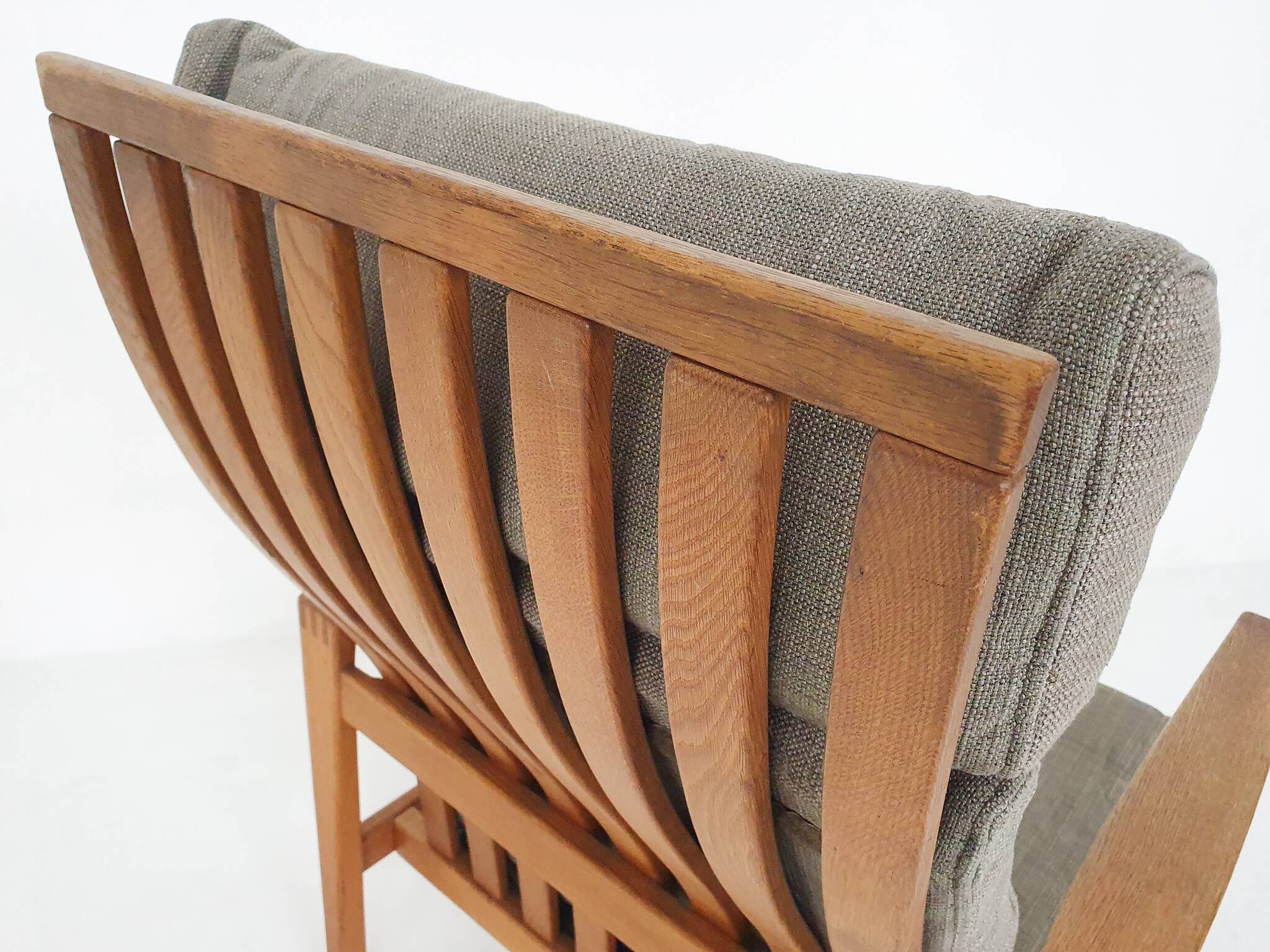 Mid-century oak high back lounge chair by Hartmut Lohmeyer for Wilkhahn, Germany 1960's