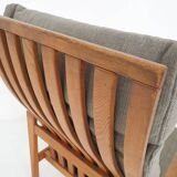 Mid-century oak high back lounge chair by Hartmut Lohmeyer for Wilkhahn, Germany 1960's