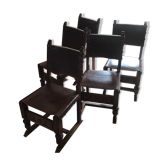 Set of 5 vintage leather chairs