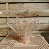 Flower table lamp made of rattan petals and gold mesh