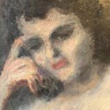 Melancholic female nude, in a sculpted baroque frame