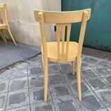 Set of 10 bistro chairs in light beech.