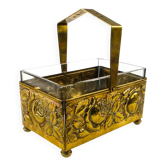 Art Deco nut and fruit basket, brass, crystal, Germany, 1930s