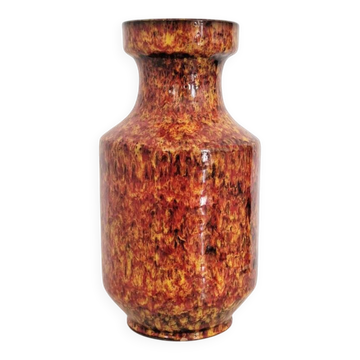 Vase en céramique Fat Lava orange et rouge d'Allemagne de l'Ouest