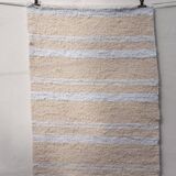 Handwoven recycled cotton rug - Cream and white