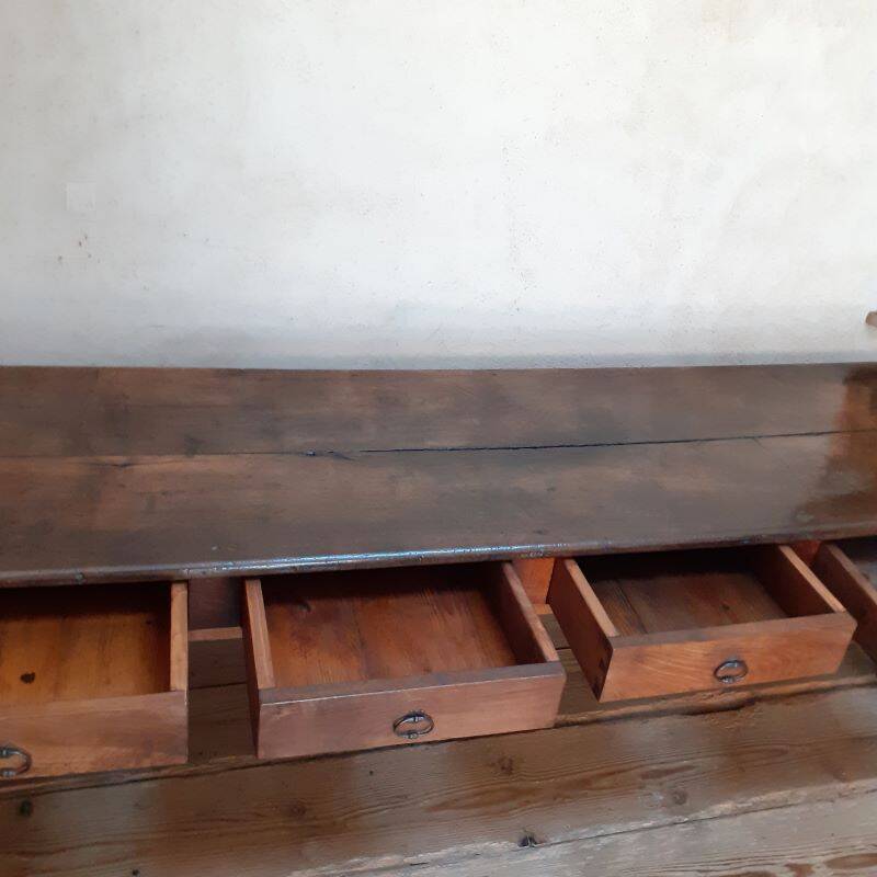 Monastery table, community table, 19th-century solid walnut console.