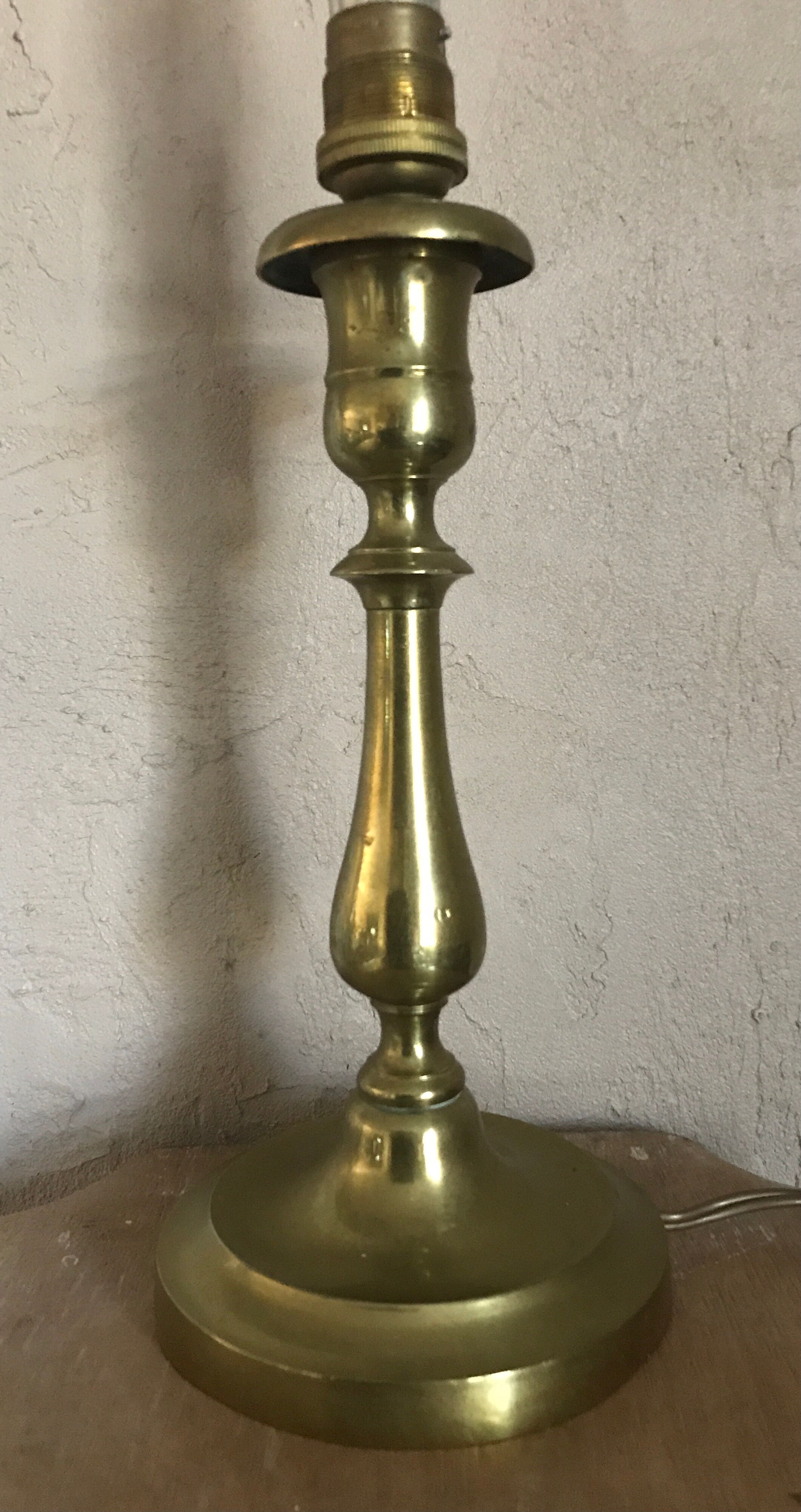 Lamp foot candle holder shape in solid brass 26.5 cm