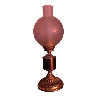 Lampe bronze verre gravé