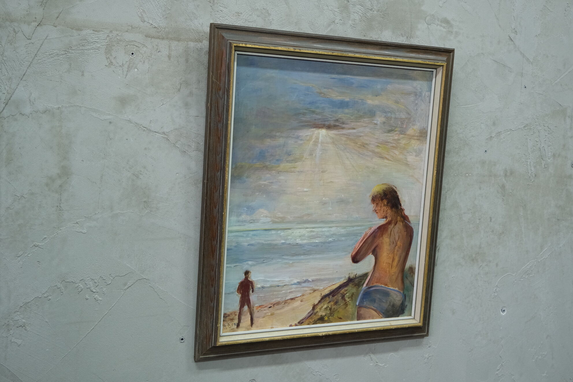 Modernist oil on panel, signed, framed, 1970