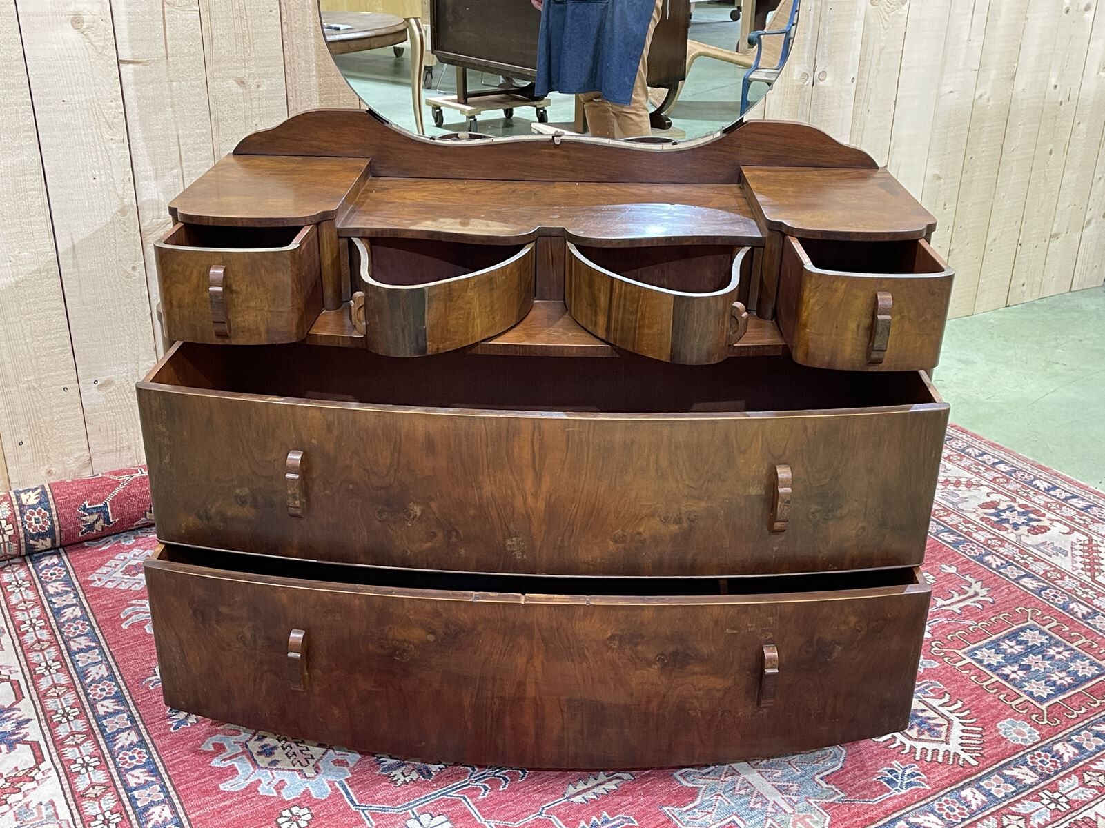 English hairdresser Art Deco walnut