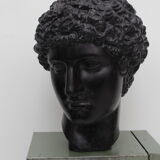 Greek head in waxed black plaster