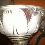 Lustre en cuivre et 4 branches en verre soufflé