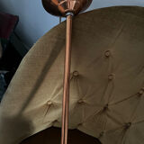 Opaline white globe pendant light with metal stem, Art Deco style.