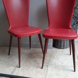 Set of 2 vintage chairs in red skai