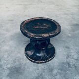 Handcrafted Low Stool in Carved Stained Wood, Africa, 1950s