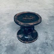 Handcrafted Low Stool in Carved Stained Wood, Africa, 1950s