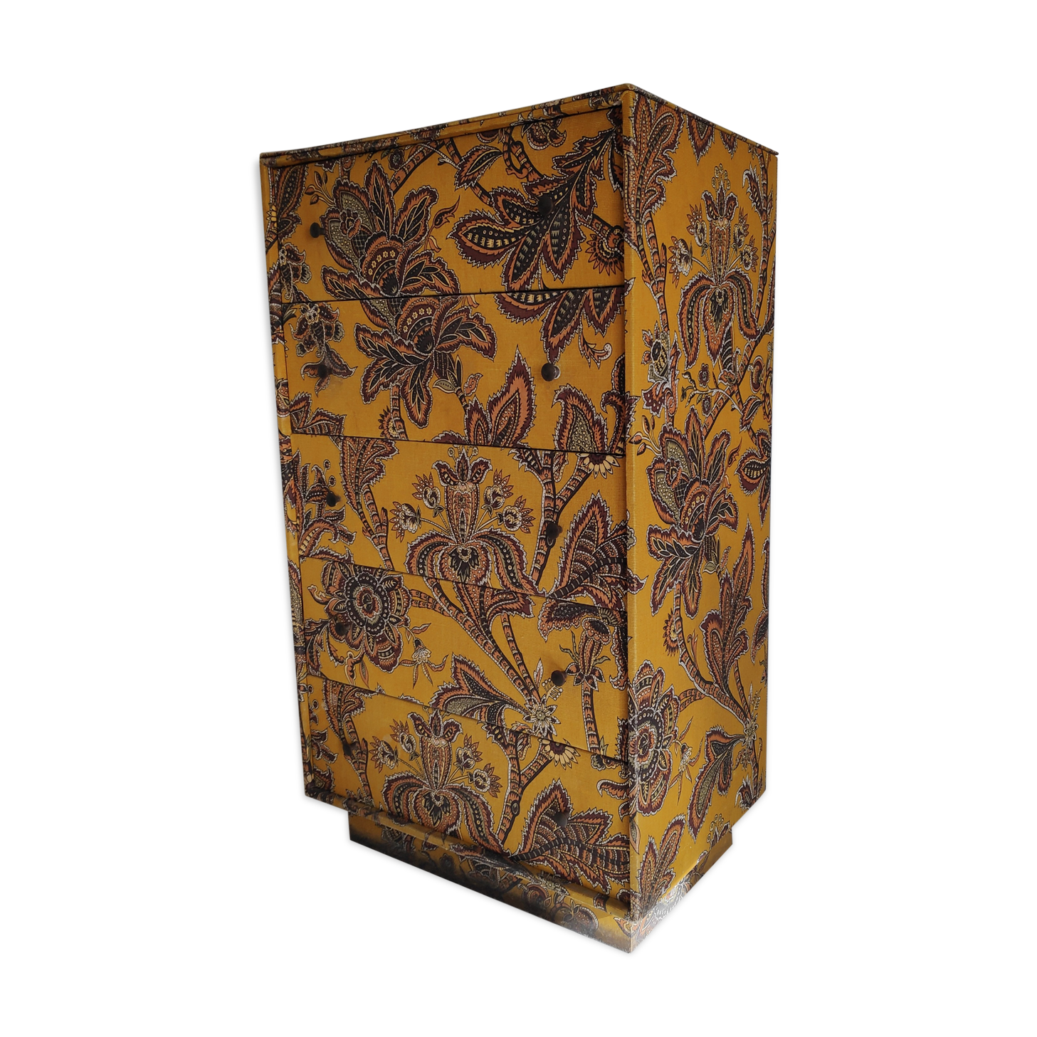 Meuble tissu vintage 5 tiroirs entièrement doublés tissu et papier
