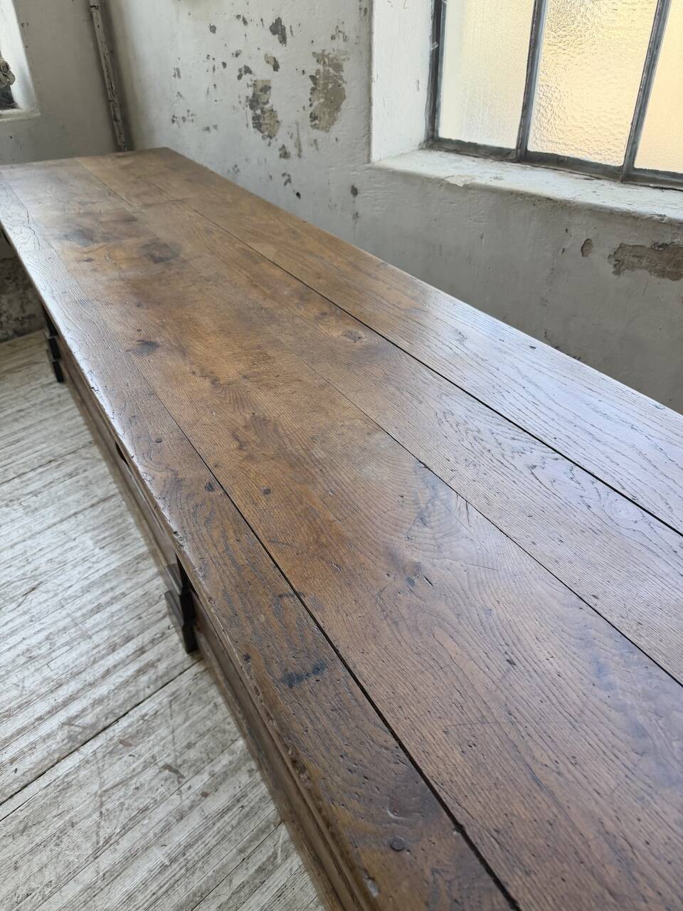 Table de gantier drapière 1900 chêne massif 330cm XL