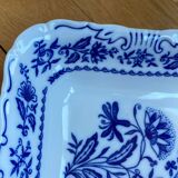 Square blue and white Czech porcelain salad bowl