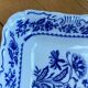 Square blue and white Czech porcelain salad bowl