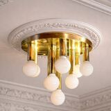 Art Deco ceiling light in brass – 10 lights