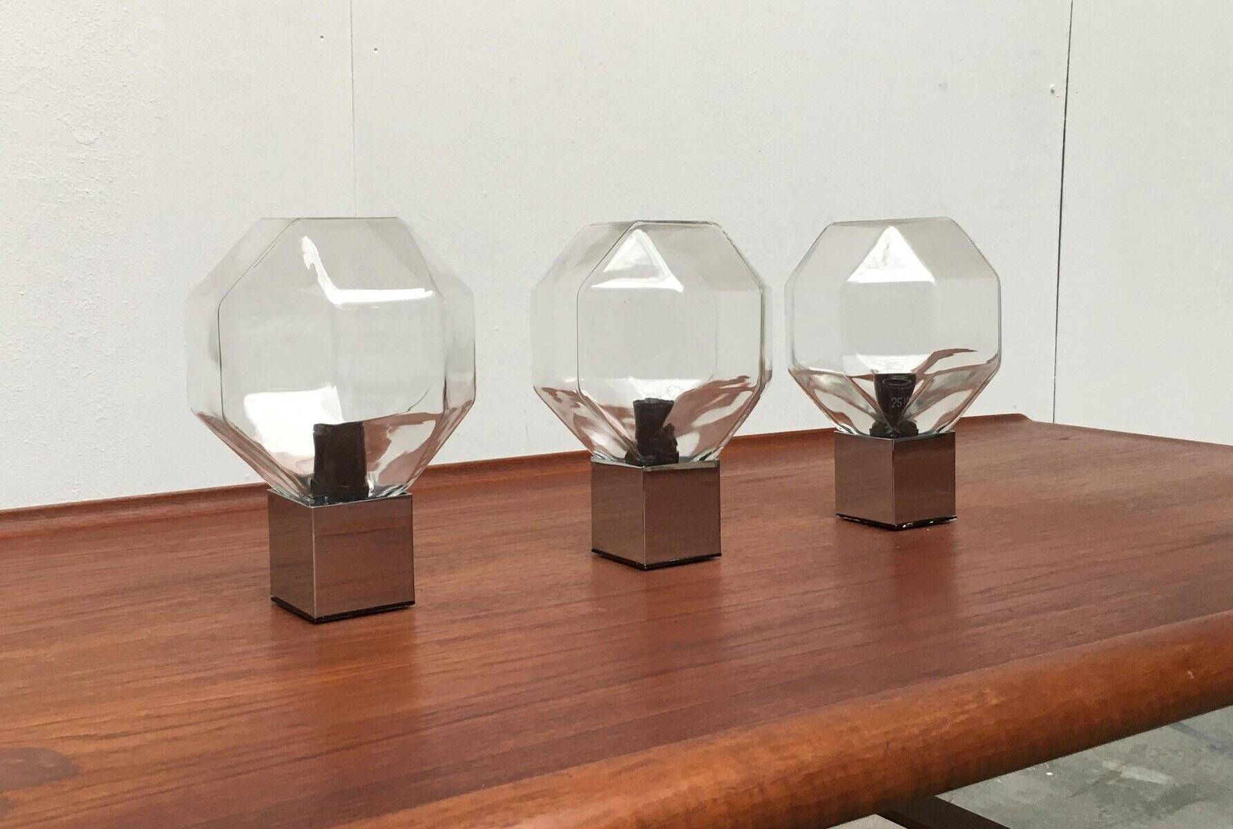 German Vintage Lamps Space Chrome and Glass by Motoko Ishii for Staff