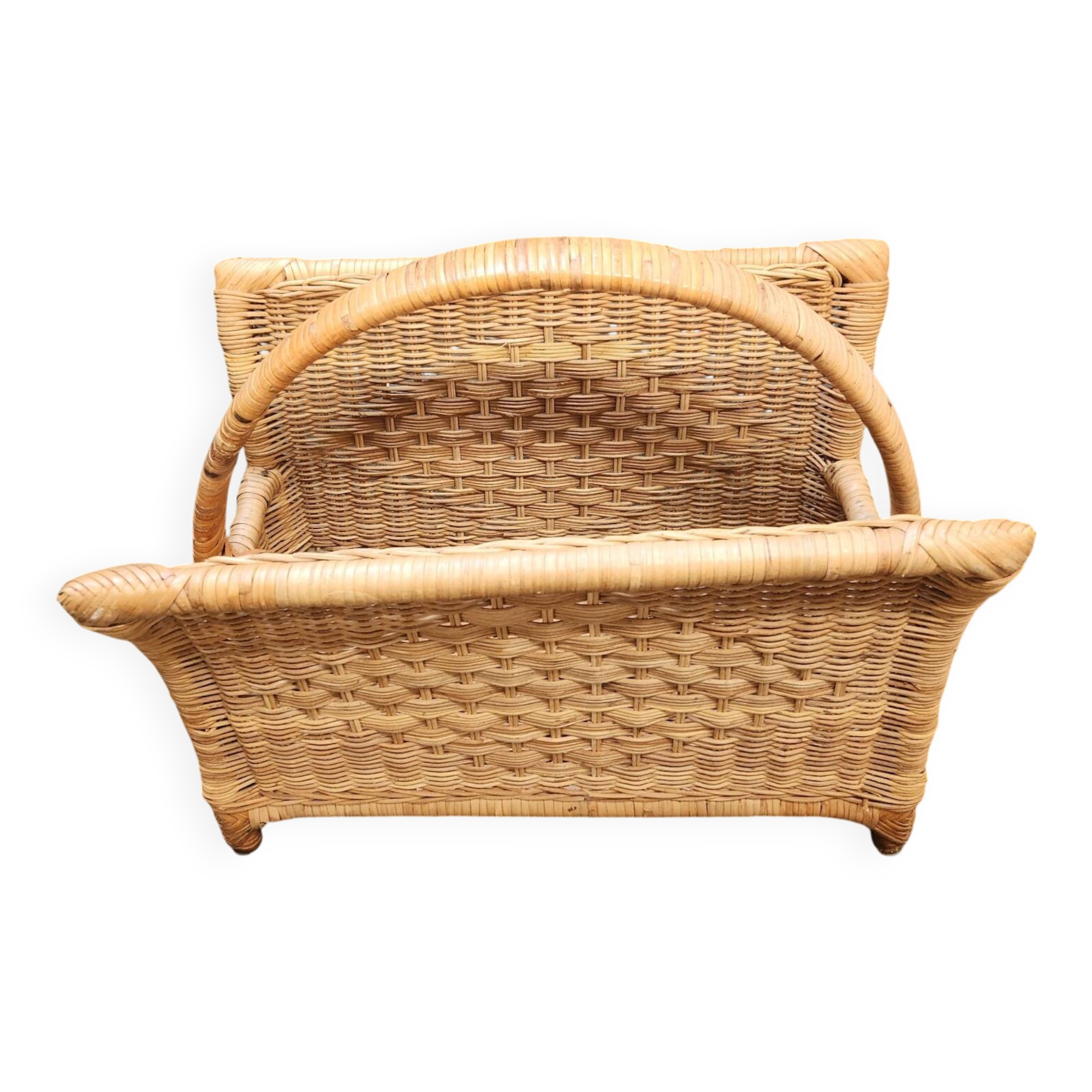 Vintage rattan magazine rack