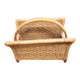Vintage rattan magazine rack