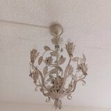 Wrought iron chandelier - Floral decor - Italy - 1950
