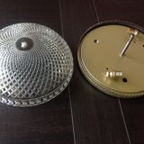Round ceiling lamp in structured glass art deco style 30s-40s