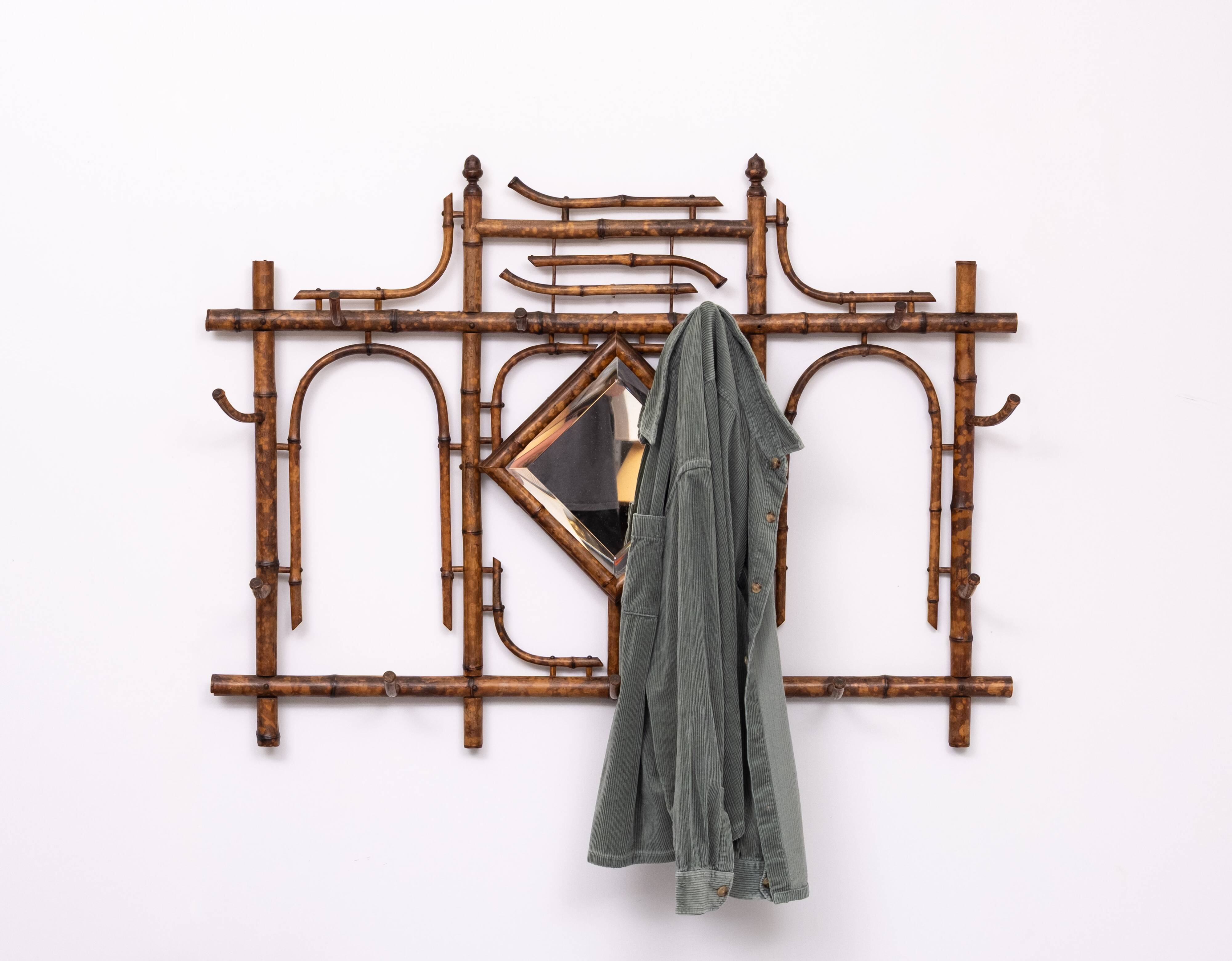 Dutch Colonial Wall Coatrack real Bamboo 1930s