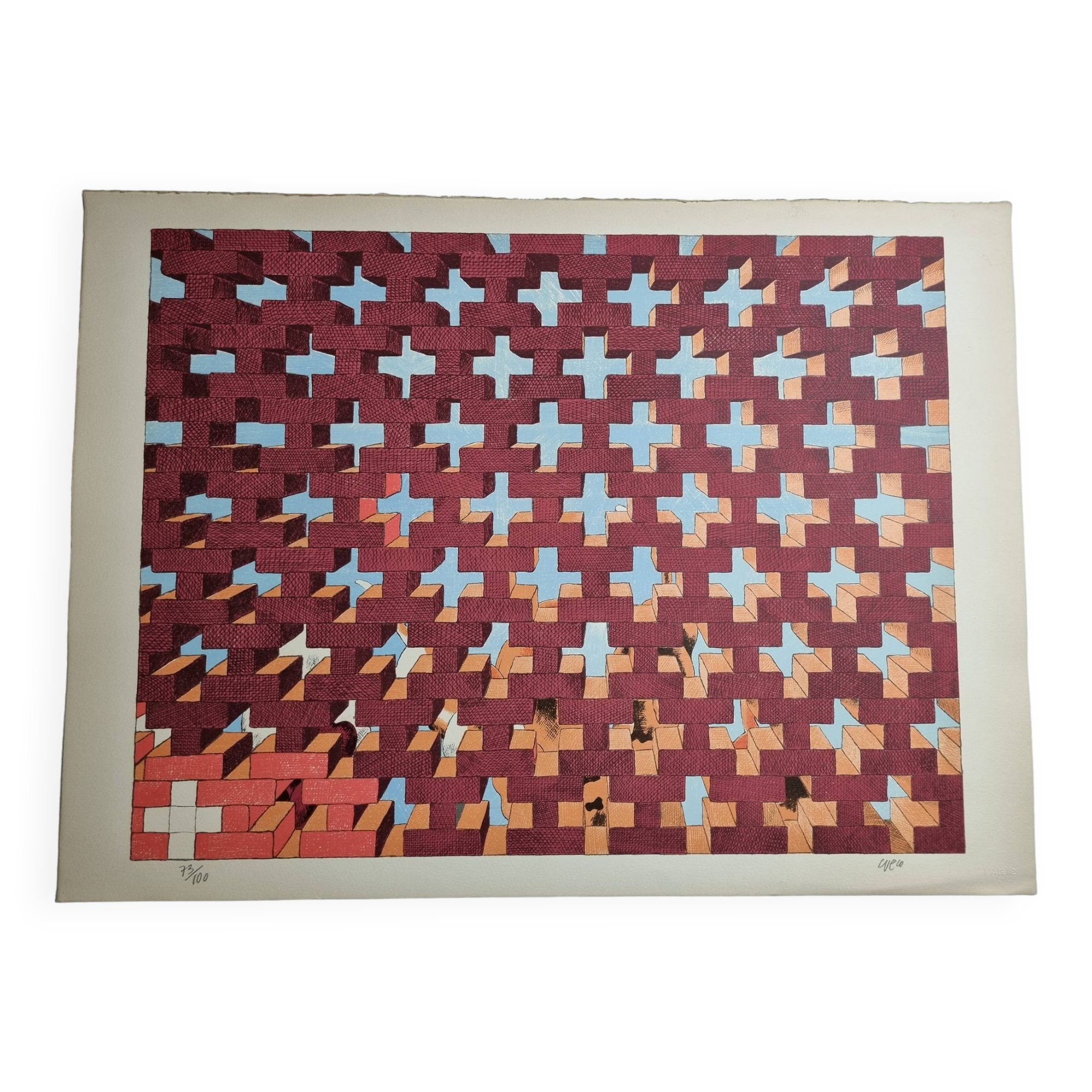 Original lithograph signed after Henri Cueco, 1955, 5 x 76 cm