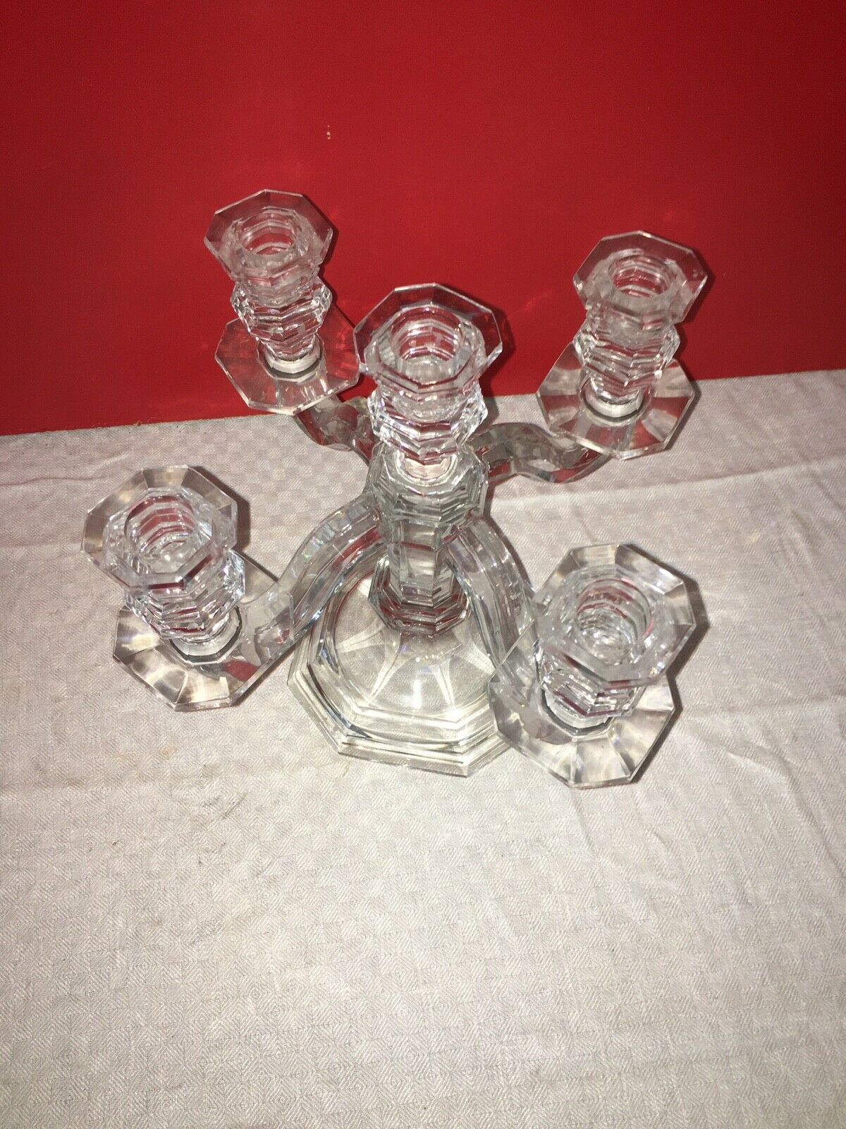 Pair candelabra crystal candlestick Baccarat regency model 5 lights