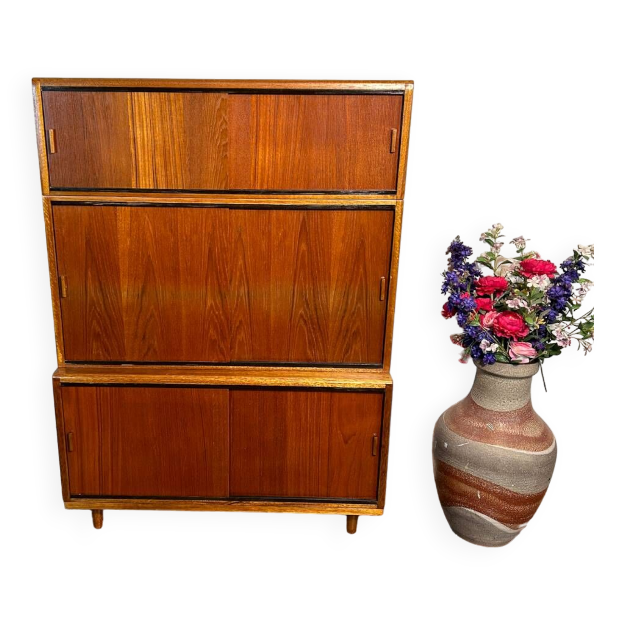 Mid century retro vintage teak stacking bookcase