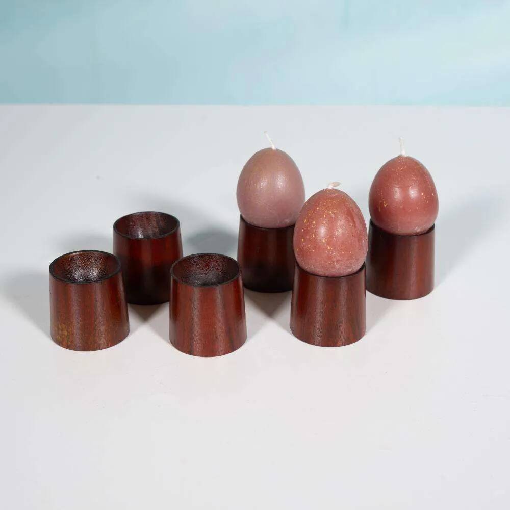 Vintage teak egg holder set, mid-century egg holder