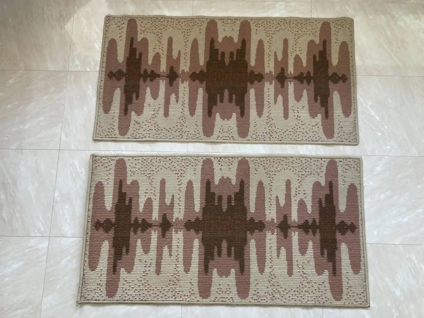 Pair of two design organic Scandinavian style carpets, 1970s / Czechoslovakia