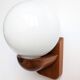 Pair of solid pine and opaline wall lights