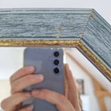 Vintage blue octagon mirror