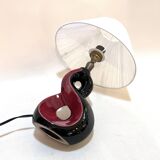 Red and black ceramic bedside lamp 8 Vallauris 50s 1950 vintage