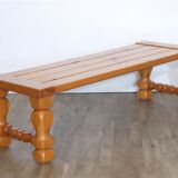 Swedish pine and turned pine bench 1970