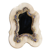 Petit miroir de table ancien champlévé et bronze doré XIX-XX siècle