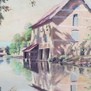 Oil on landscape panel Étampes May 1929 CLAUDE MIRBEL