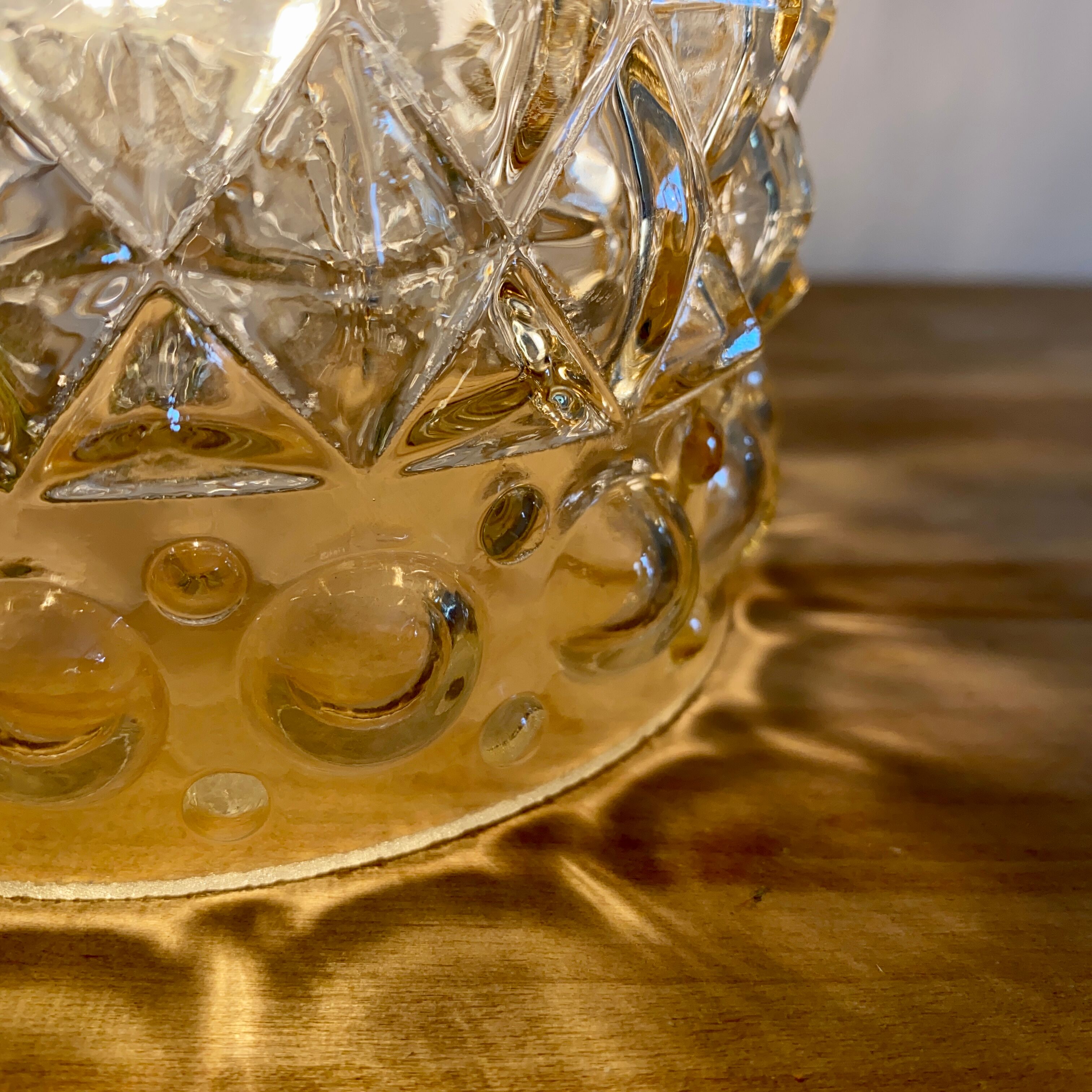 Vintage tulip lamp in amber glass