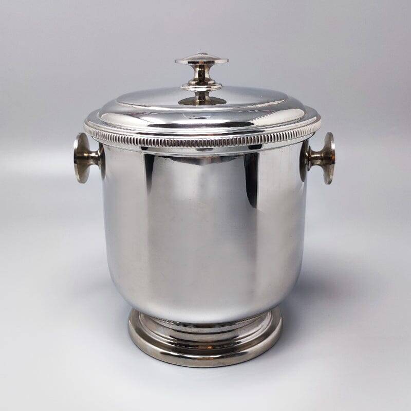 1960s Stunning ice bucket in stainless steel by Macabo. Made in Italy